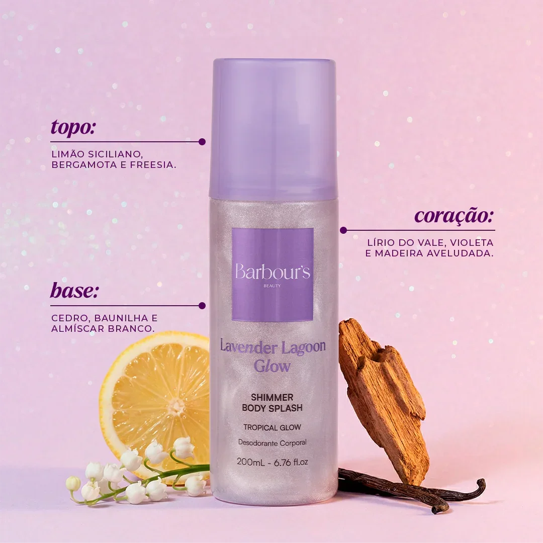Kit 5 Body Splash Shimmer - Pink Sunset Shine, Blue Ocean Glow, Lavender Lagoon Glow, Moonlight Shimmer e Golden Tropic Glow - Image 5